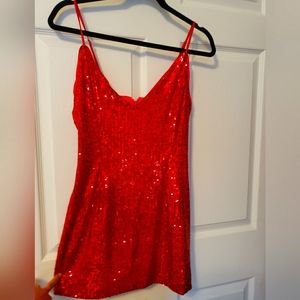 Red sequin dress